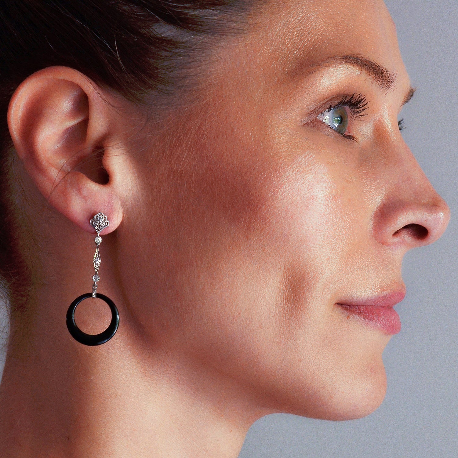 Art Deco Platinum Diamond, Jadeite, Onyx + Rock Crystal Convertible Earrings - Image 13