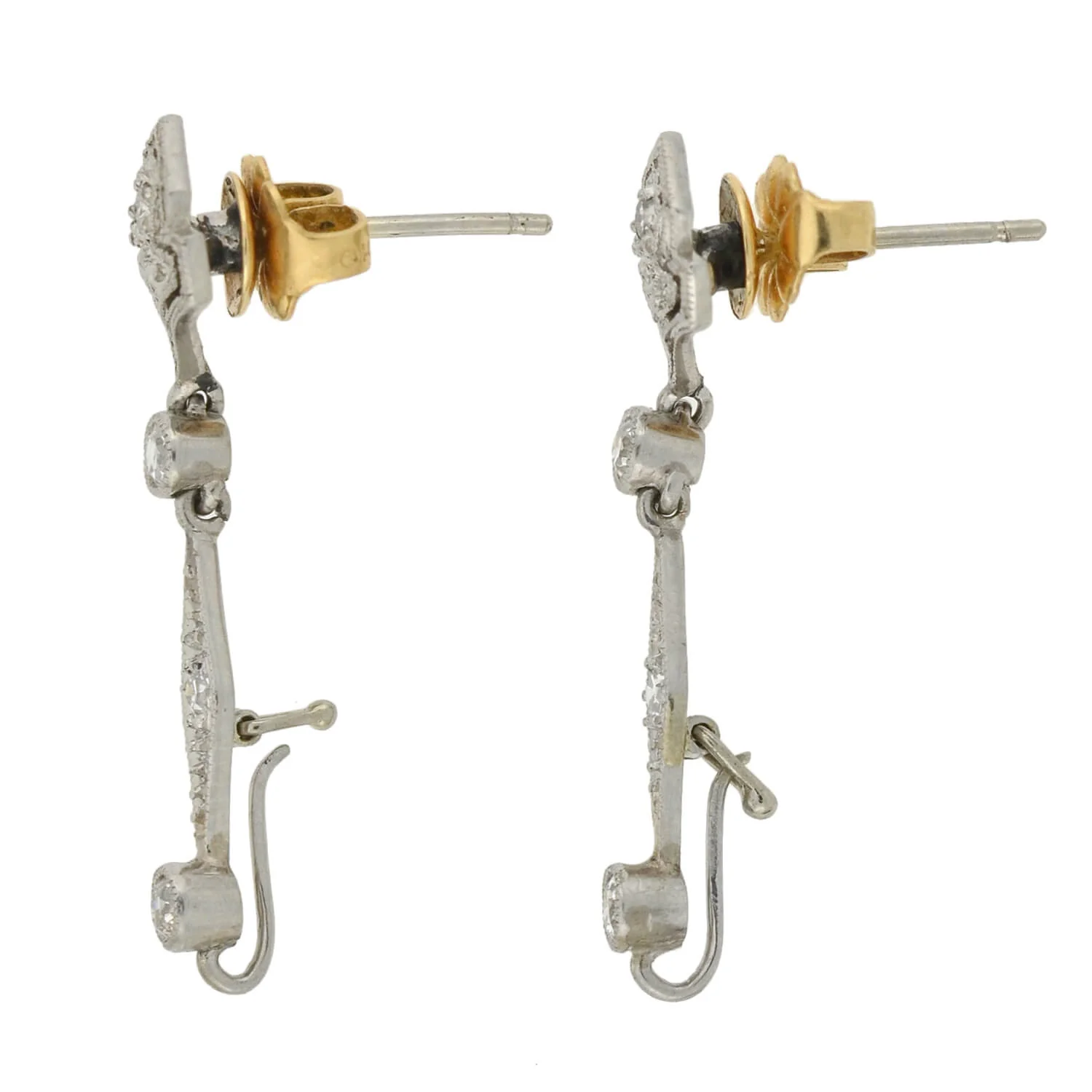 Art Deco Platinum Diamond, Jadeite, Onyx + Rock Crystal Convertible Earrings - Image 6