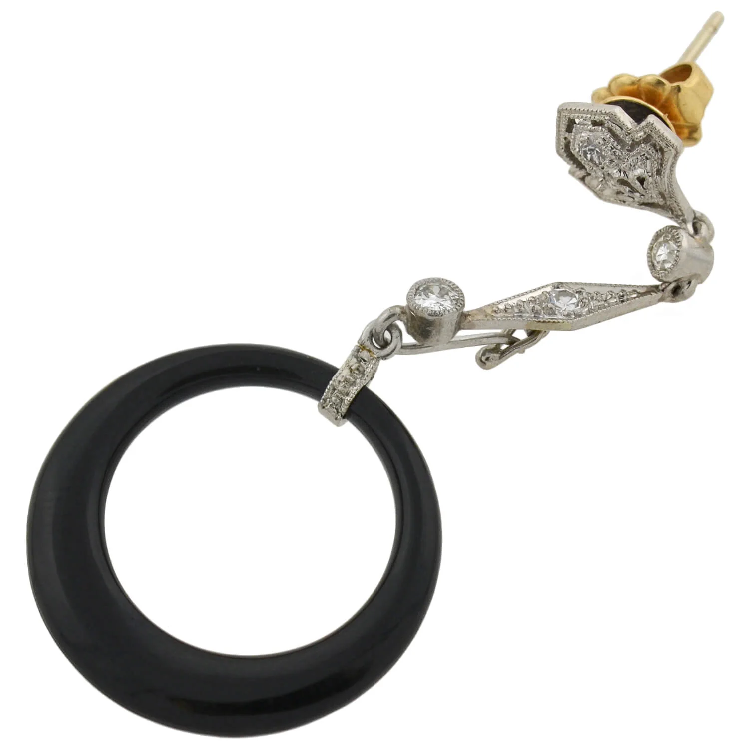 Art Deco Platinum Diamond, Jadeite, Onyx + Rock Crystal Convertible Earrings - Image 8