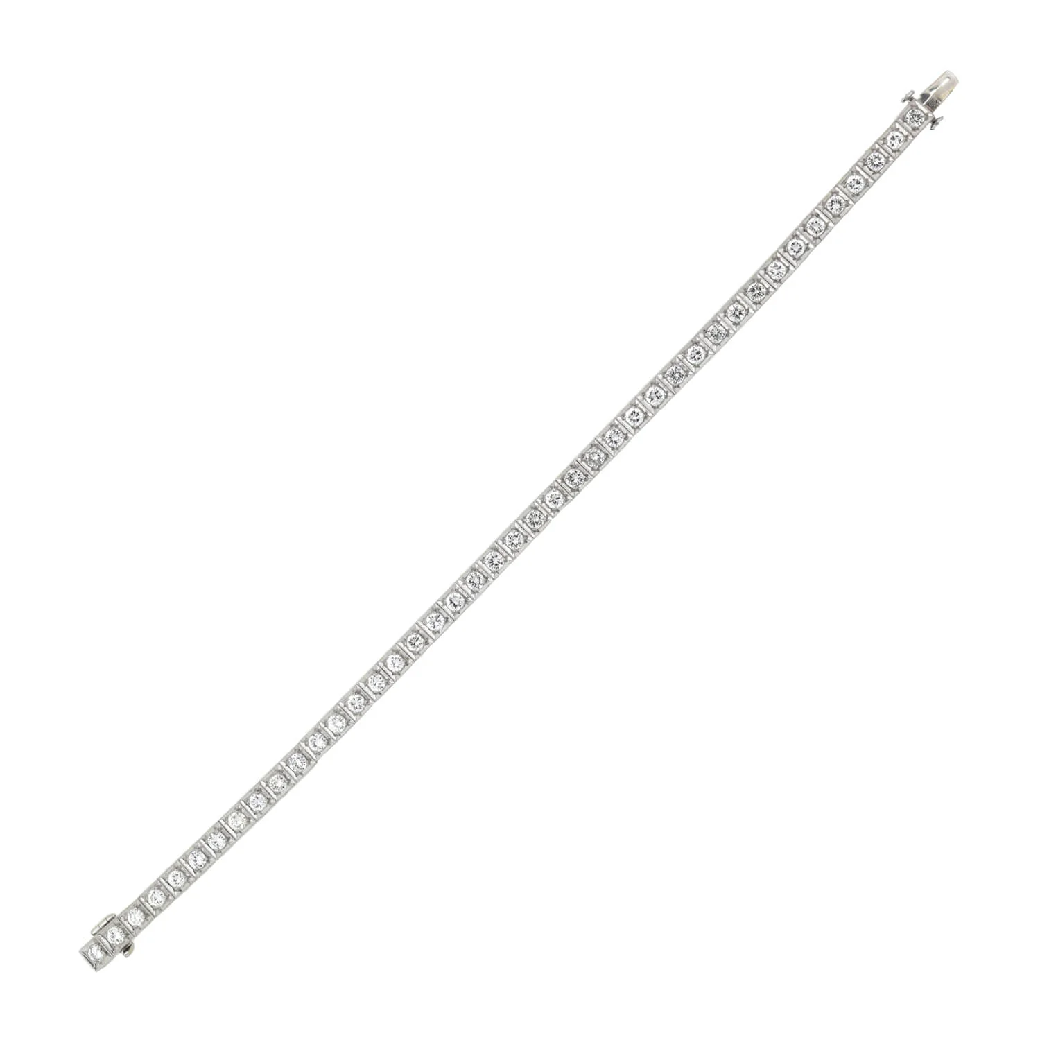 Art Deco Platinum + Diamond Line Bracelet 4ctw - Image 4