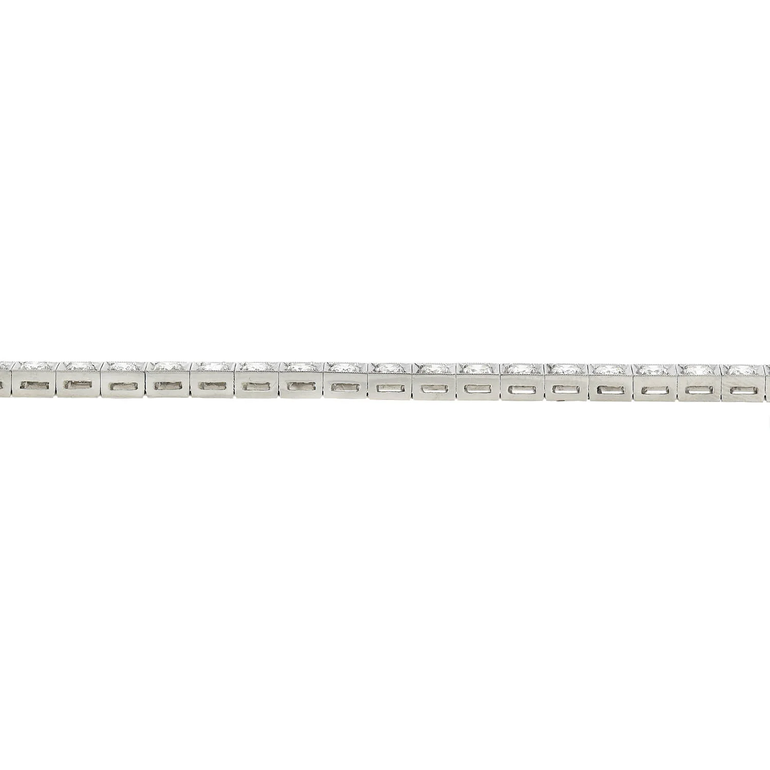 Art Deco Platinum + Diamond Line Bracelet 4ctw - Image 5