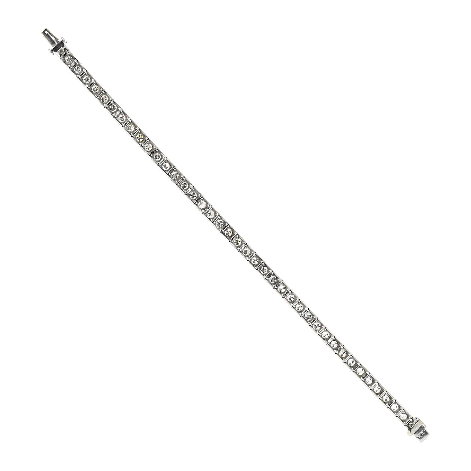 Art Deco Platinum + Diamond Line Bracelet 4ctw - Image 6