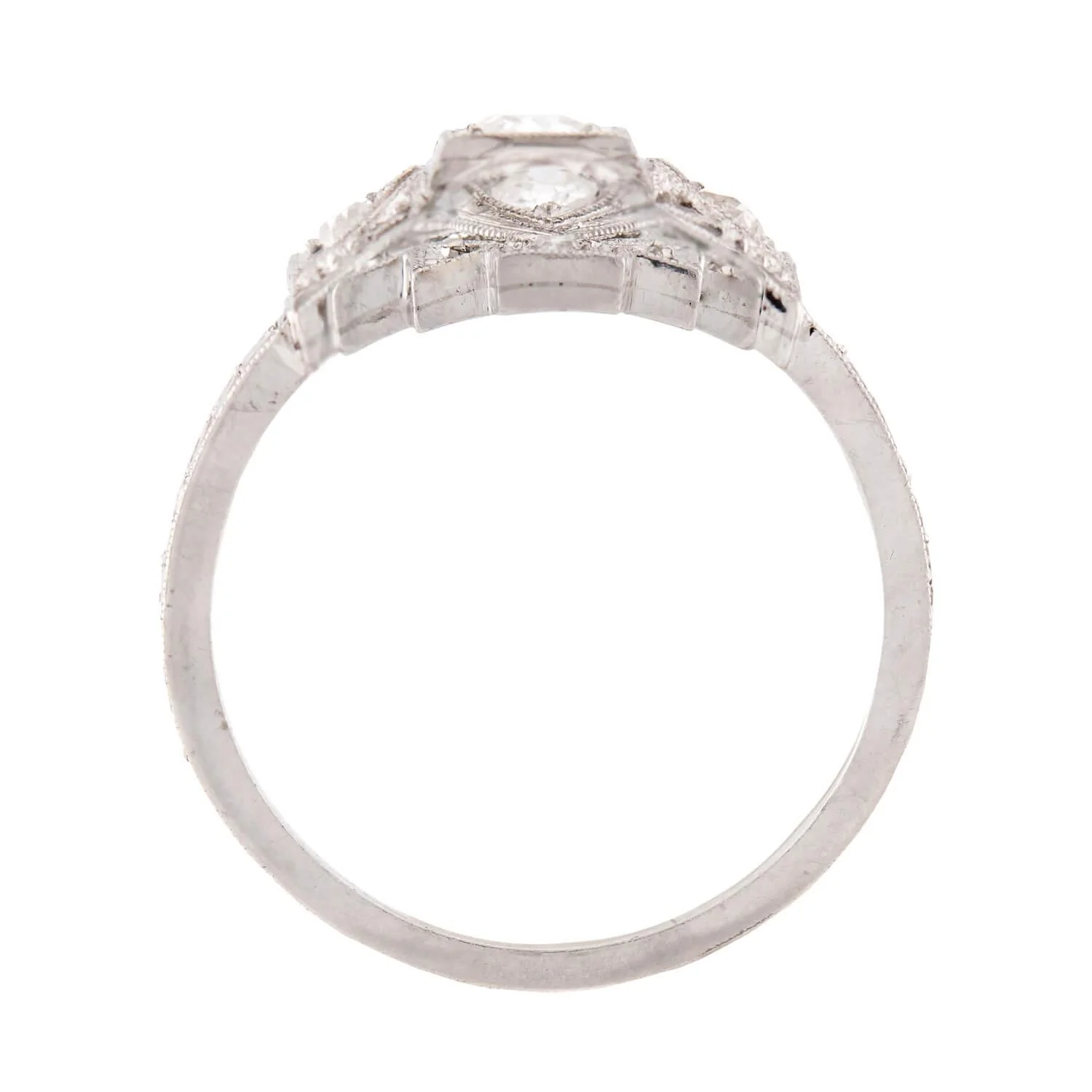 Art Deco Platinum Diamond Navette Ring - Image 4