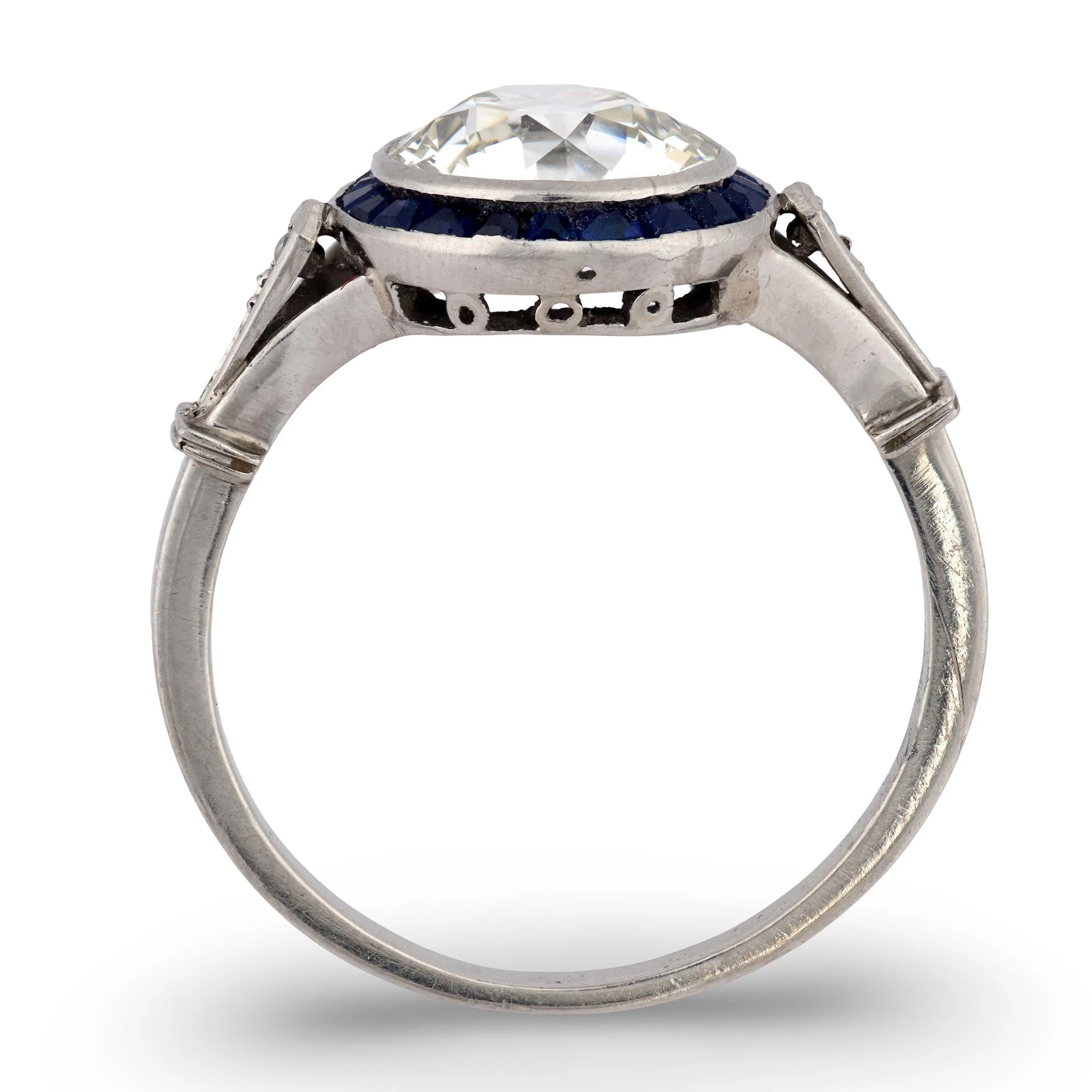 Art Deco Platinum Diamond & Sapphire Engagement Ring 2.50ct - Image 4