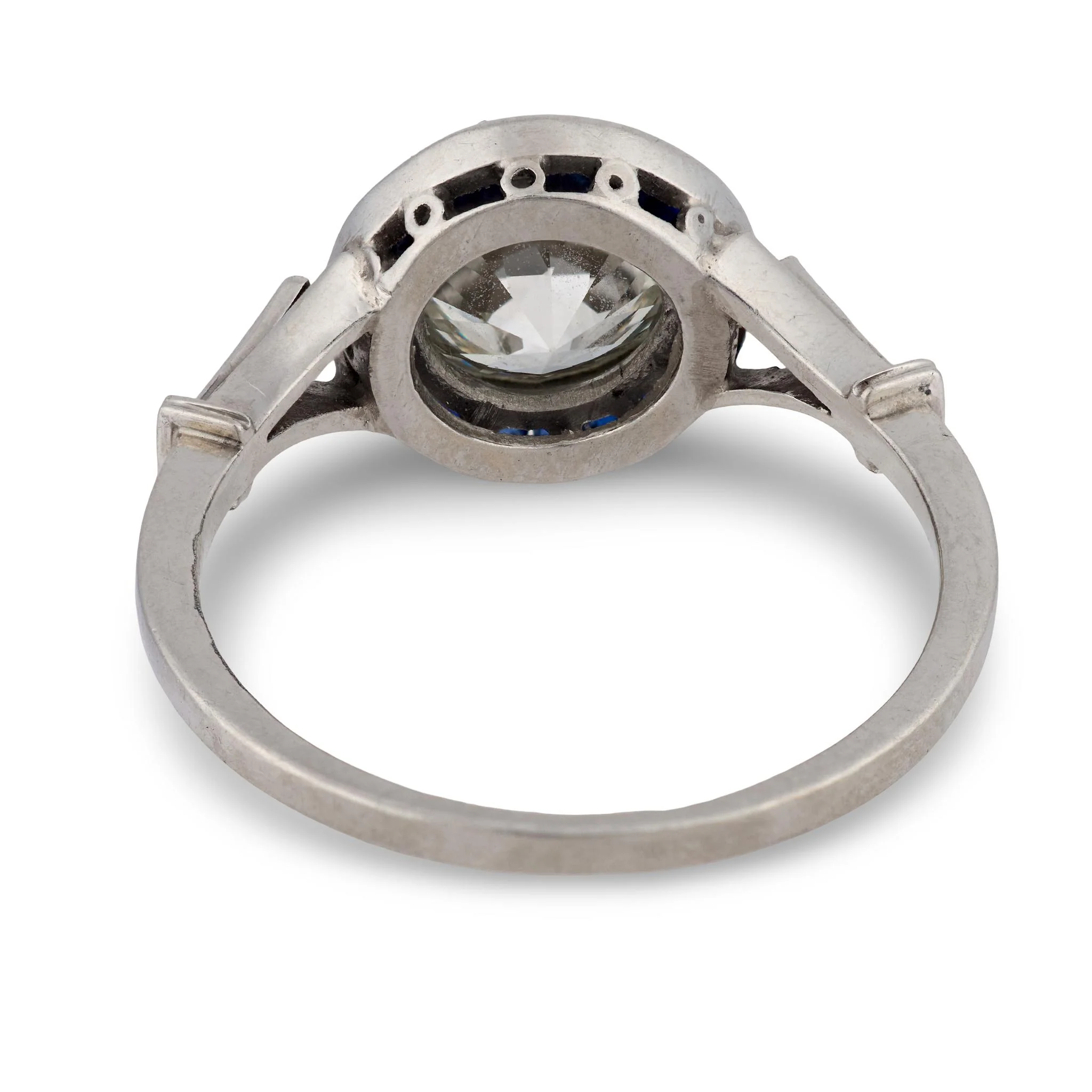 Art Deco Platinum Diamond & Sapphire Engagement Ring 2.50ct - Image 5