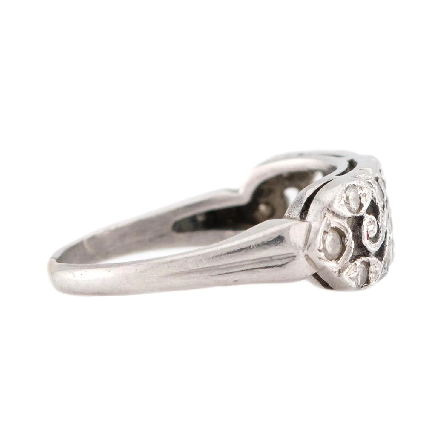 Art Deco Platinum Diamond Swirling-Motif Cutout Ring - Image 3