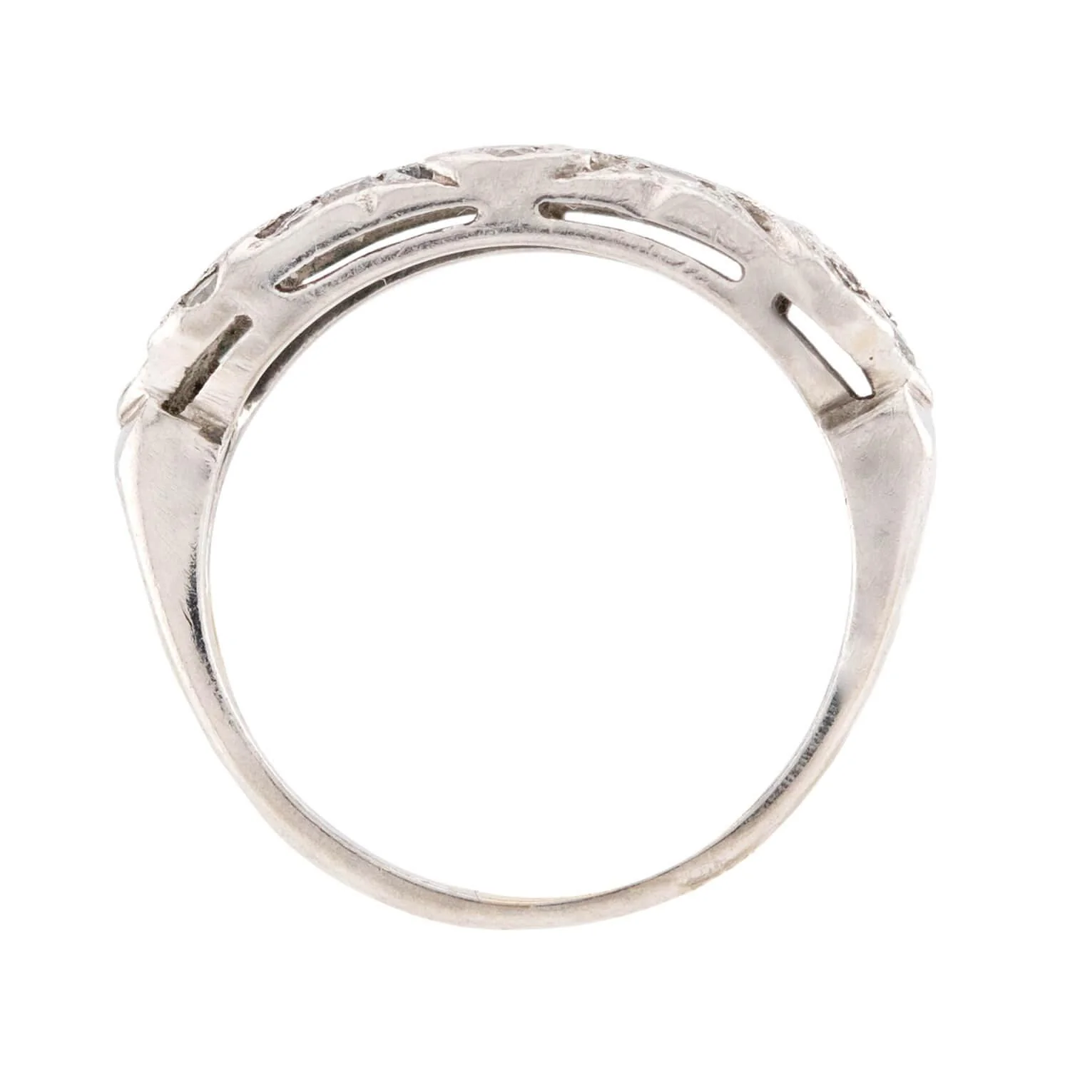 Art Deco Platinum Diamond Swirling-Motif Cutout Ring - Image 4