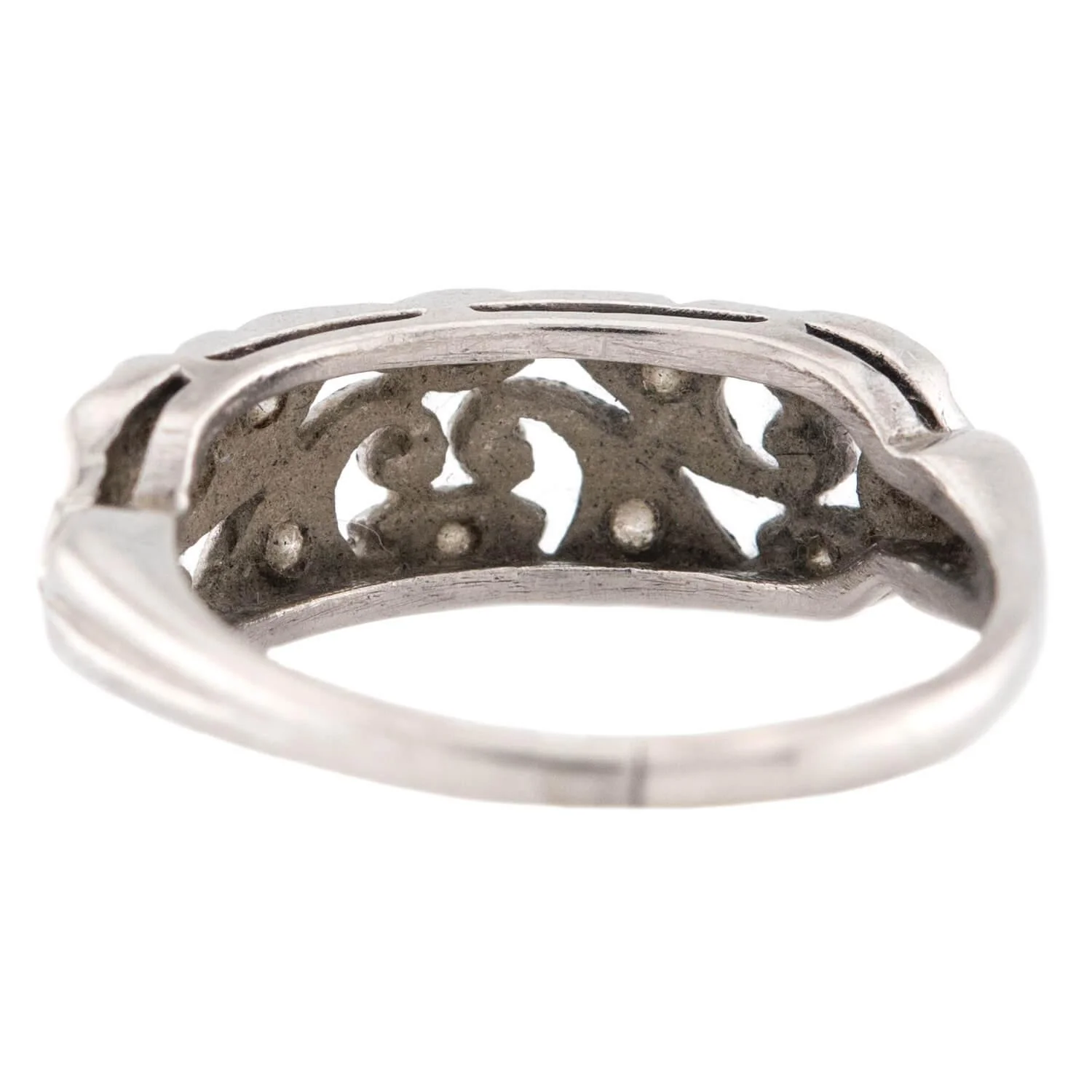 Art Deco Platinum Diamond Swirling-Motif Cutout Ring - Image 5