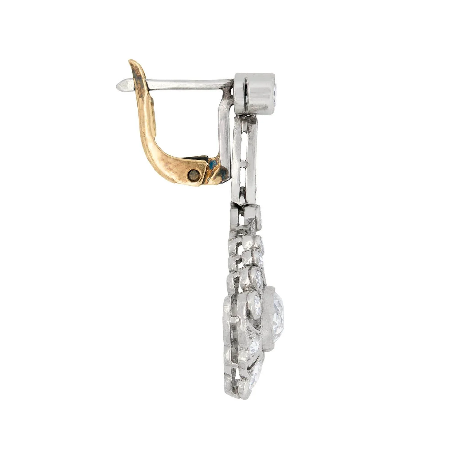 Art Deco Platinum Diamond Teardrop Dangle Earrings - Image 2
