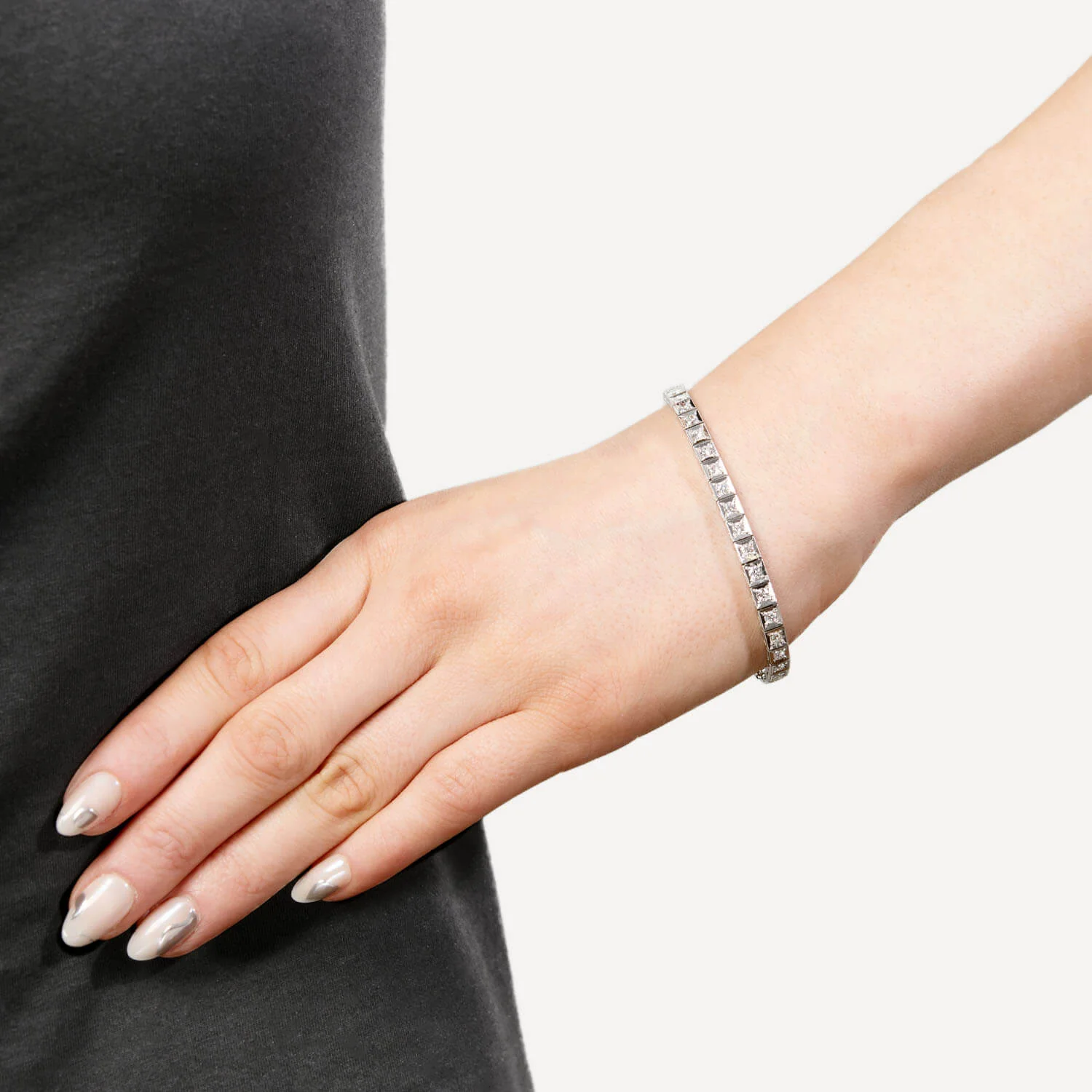 Art Deco Platinum Diamond Tennis Bracelet - Image 7