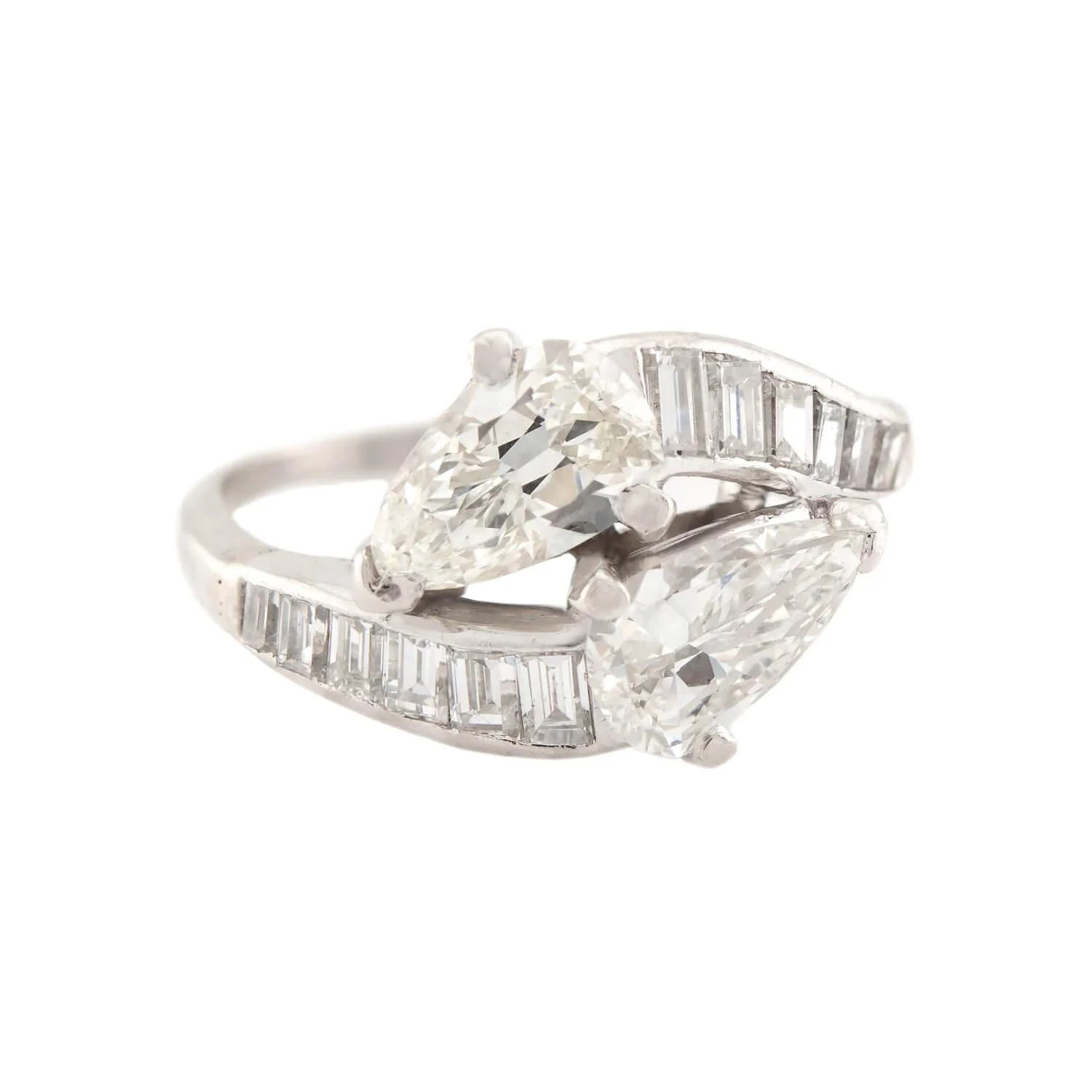 Art Deco Platinum Diamonds Bypass Ring - Image 2