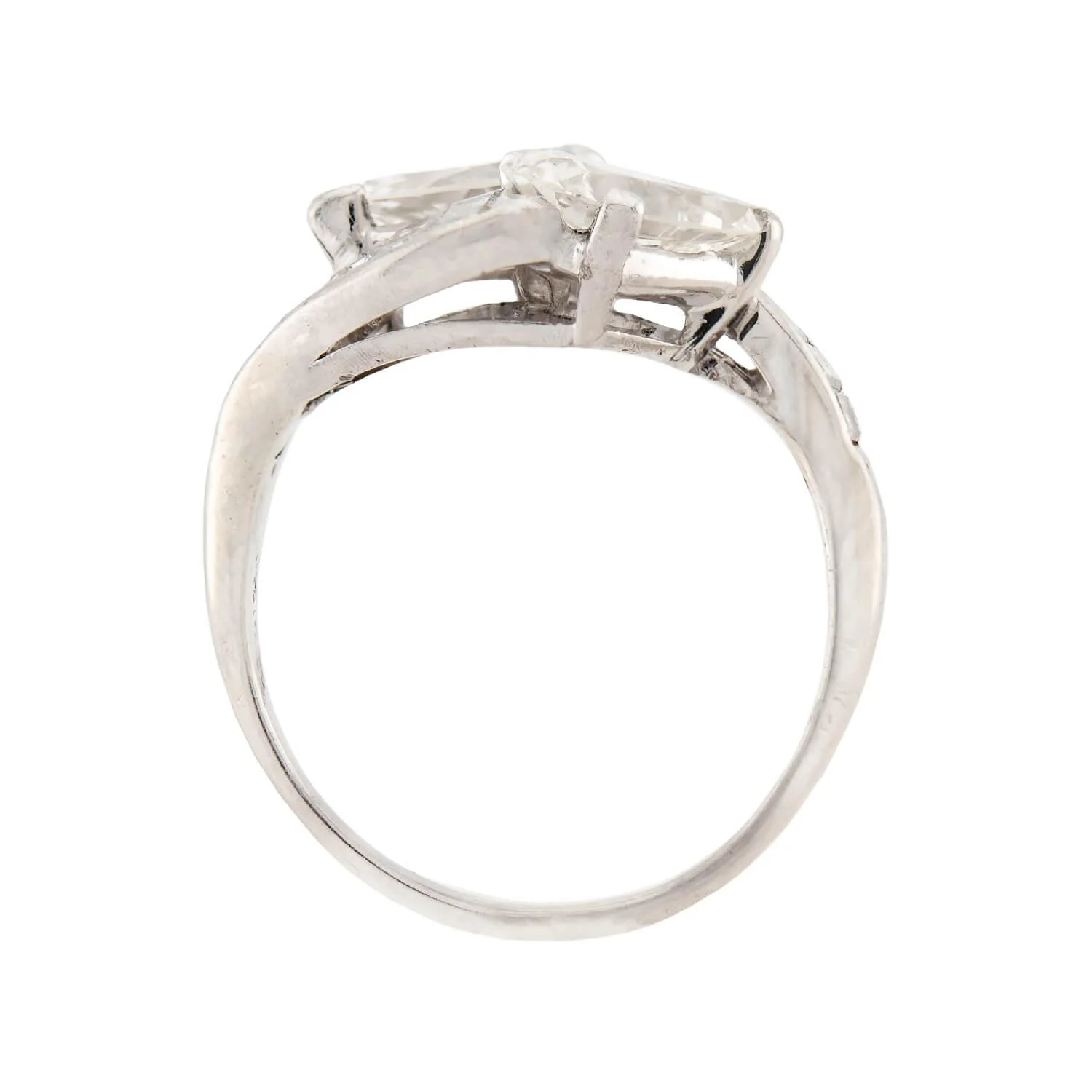 Art Deco Platinum Diamonds Bypass Ring - Image 4