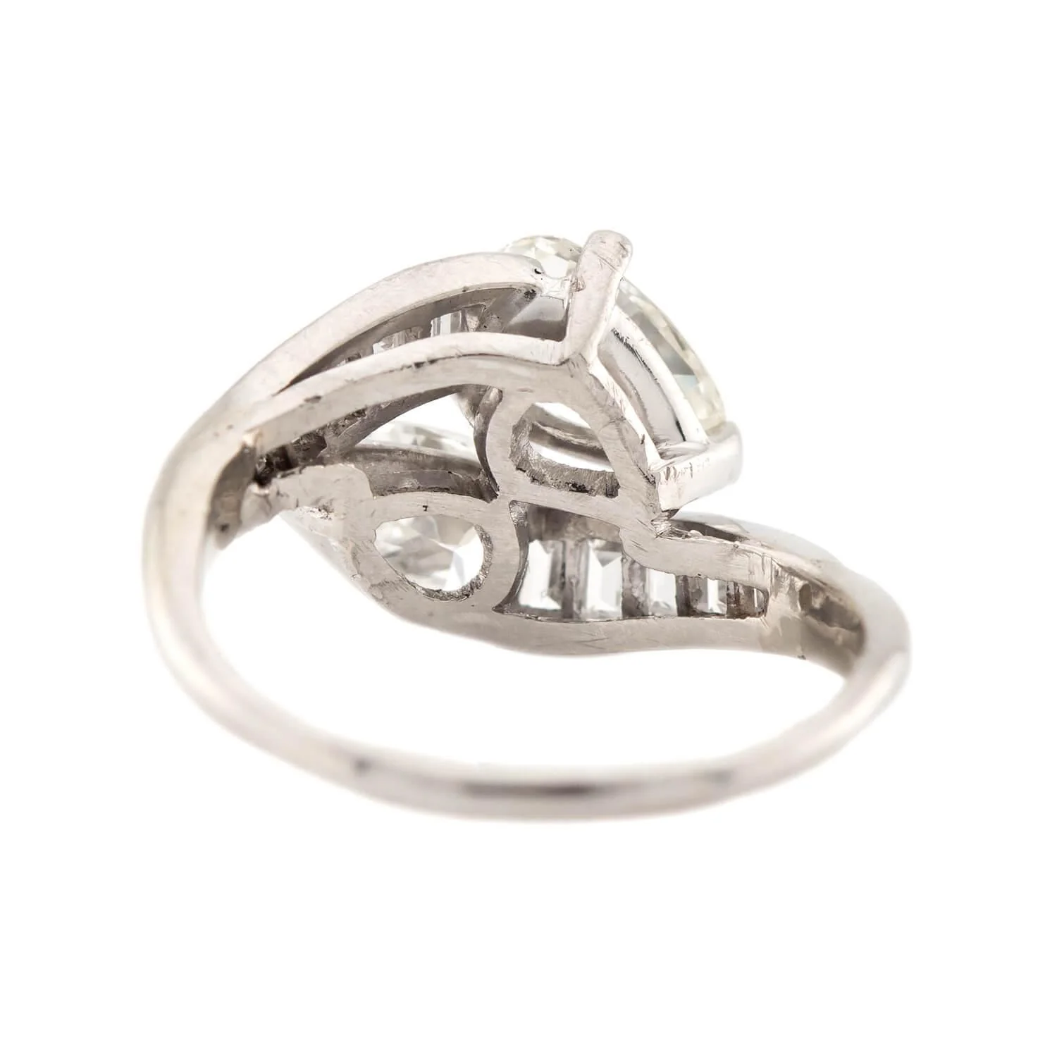 Art Deco Platinum Diamonds Bypass Ring - Image 5