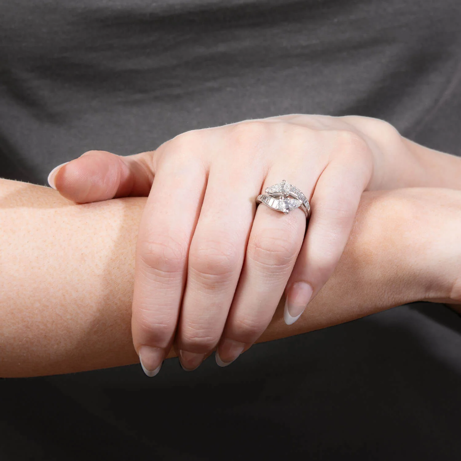 Art Deco Platinum Diamonds Bypass Ring - Image 7