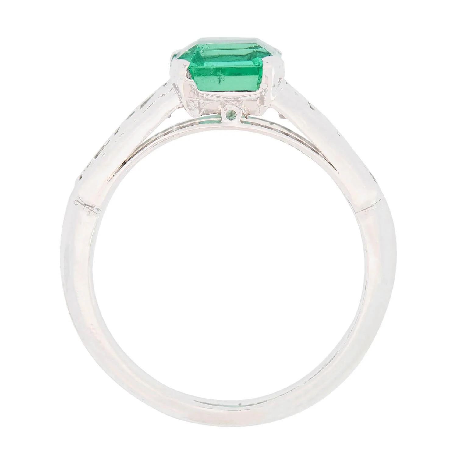 Art Deco Platinum Colombian Emerald and Diamond Ring - Image 4