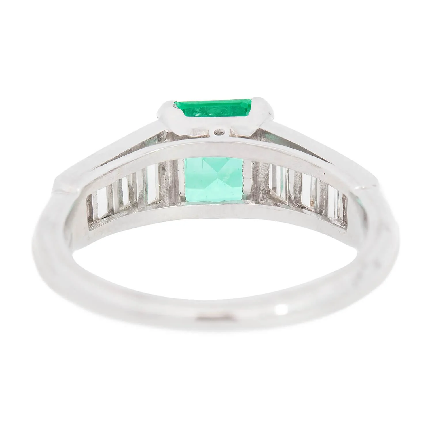 Art Deco Platinum Colombian Emerald and Diamond Ring - Image 5