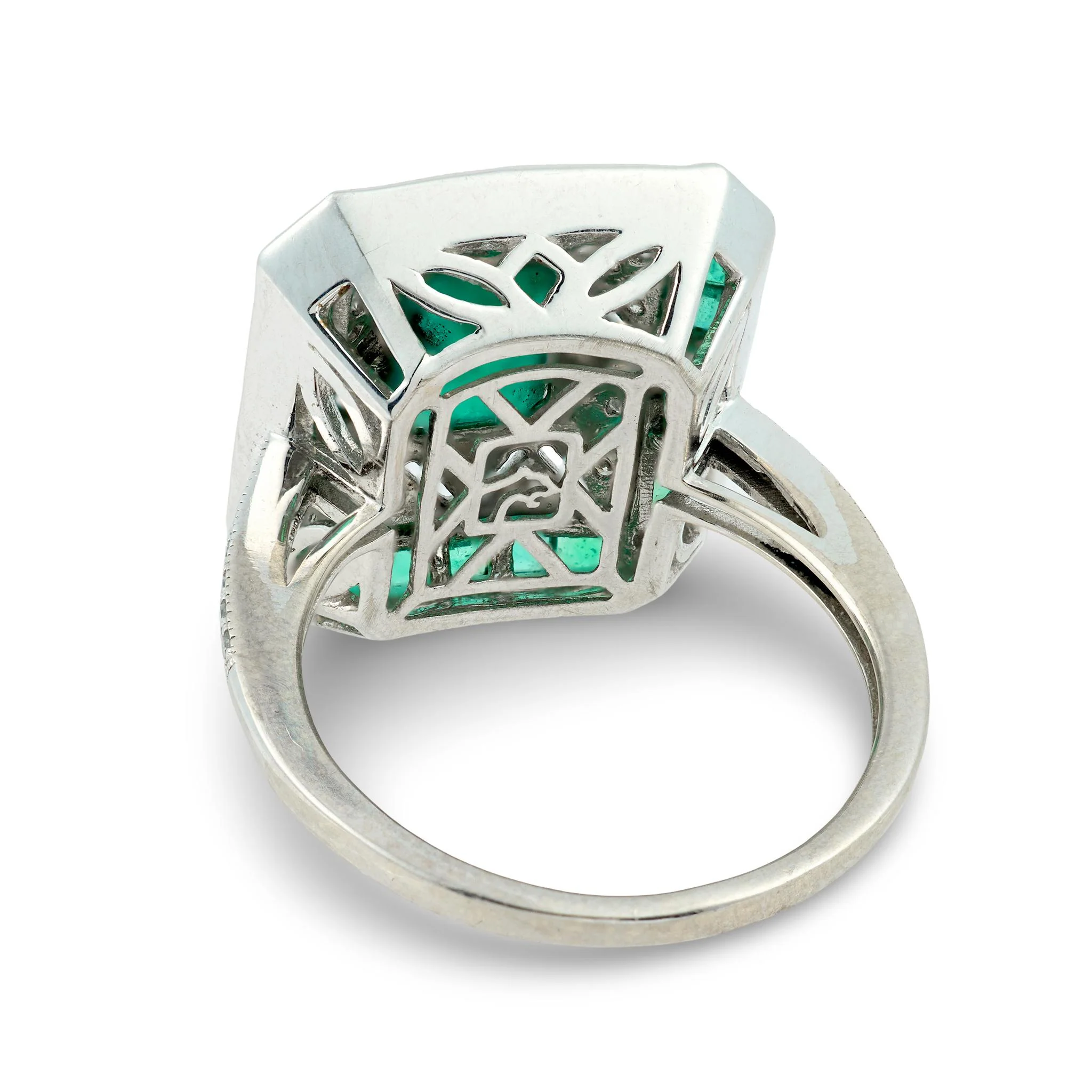 "Art Deco" 14k Emerald & Diamond Ring - Image 5