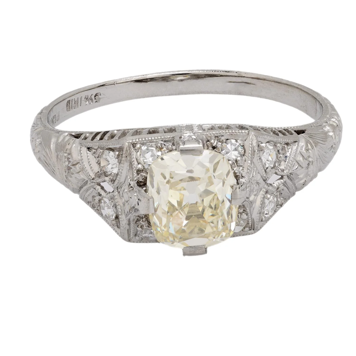 Art Deco Platinum GIA Diamond Engagement Ring 1.01ct - Image 2