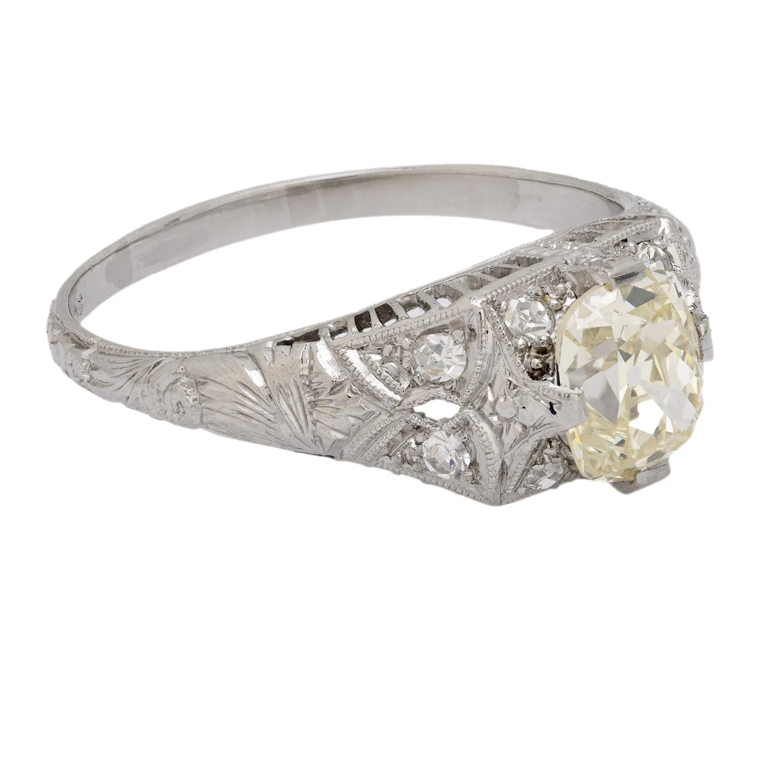 Art Deco Platinum GIA Diamond Engagement Ring 1.01ct - Image 3