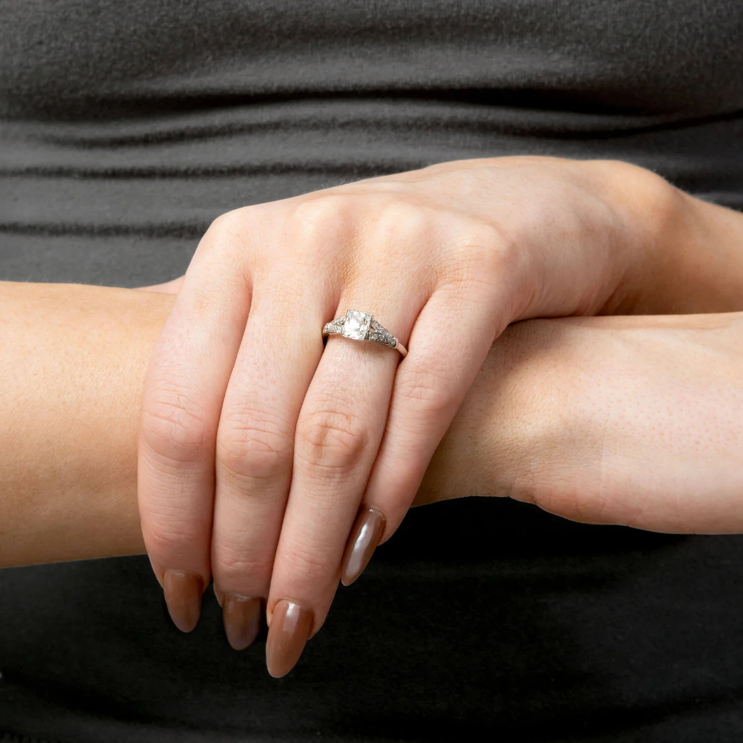 Art Deco Platinum GIA Diamond Engagement Ring 1.03ct - Image 7
