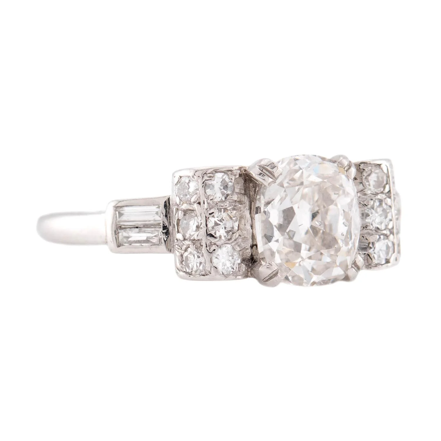 Art Deco Platinum GIA Diamond Engagement Ring 1.54ct - Image 2