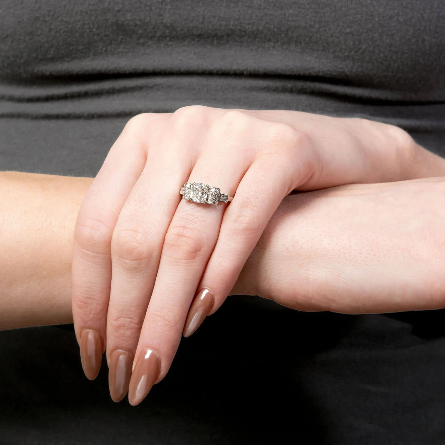Art Deco Platinum GIA Diamond Engagement Ring 1.54ct - Image 7