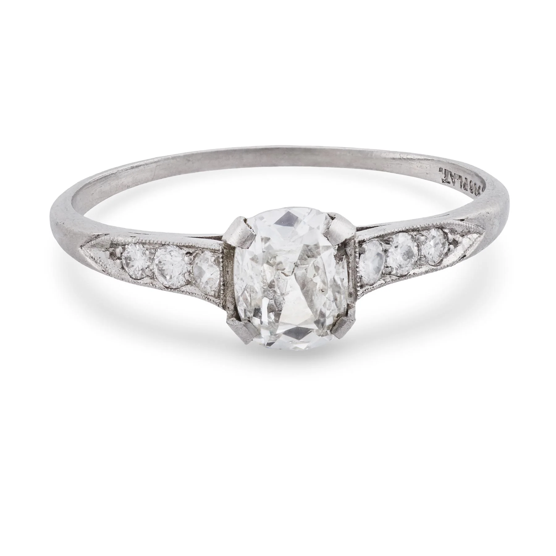 Art Deco Platinum GIA Diamond Engagement Ring .80ct - Image 2