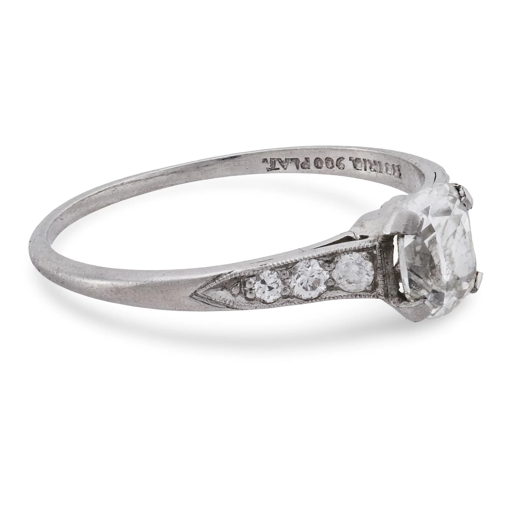 Art Deco Platinum GIA Diamond Engagement Ring .80ct - Image 3