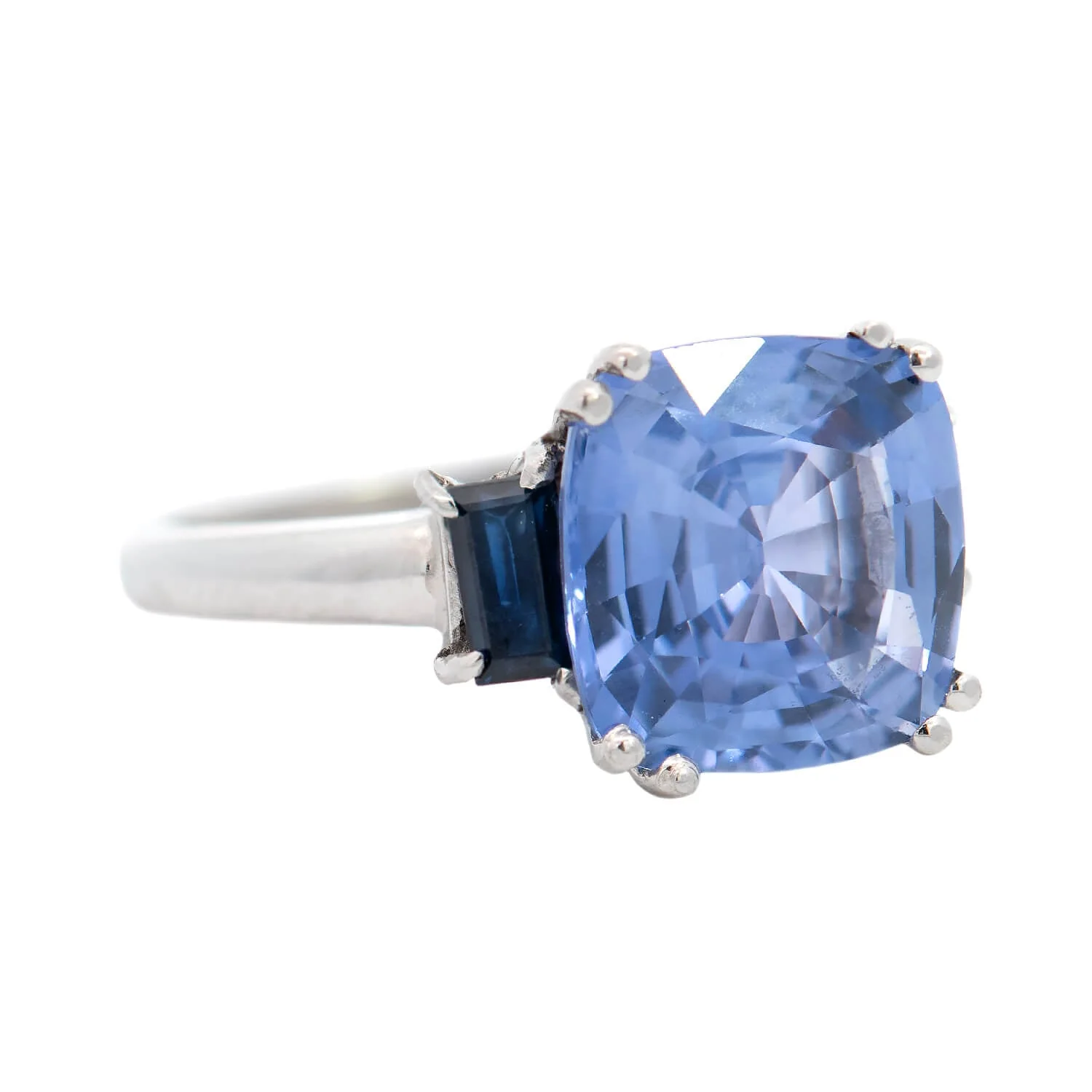 Art Deco Platinum GIA No Heat Ceylon Color-Changing Sapphire Ring 3.90ct - Image 2