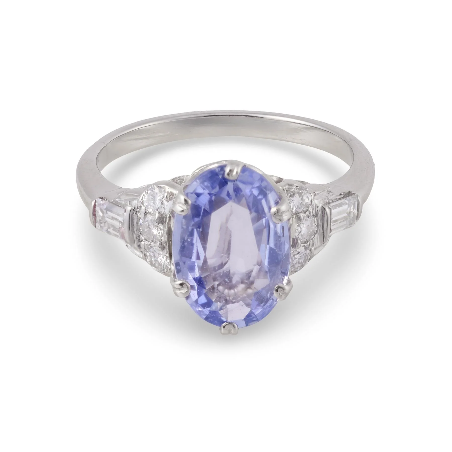 Art Deco Platinum GIA No Heat Sapphire & Diamond Ring - Image 2
