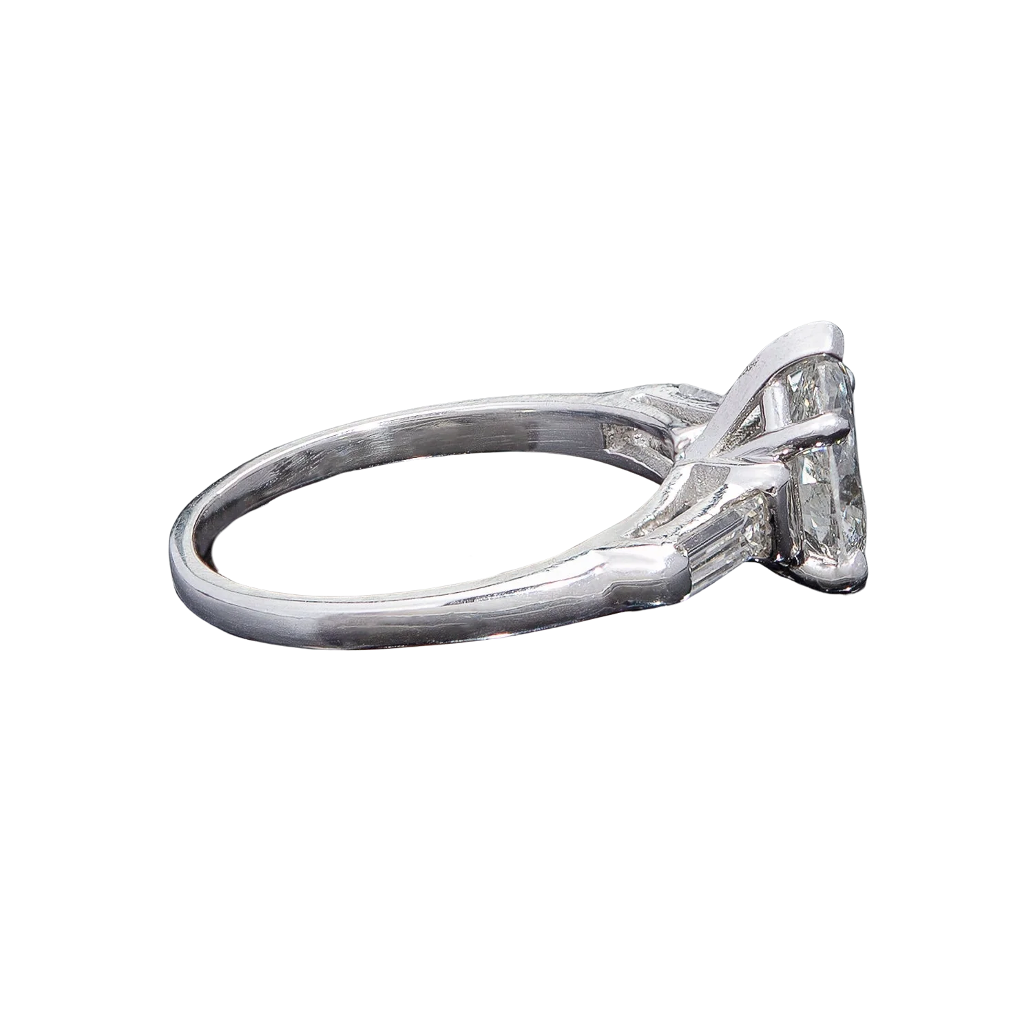 Art Deco Platinum Old Pear-Cut Diamond Engagement Ring 1.07ct - Image 3