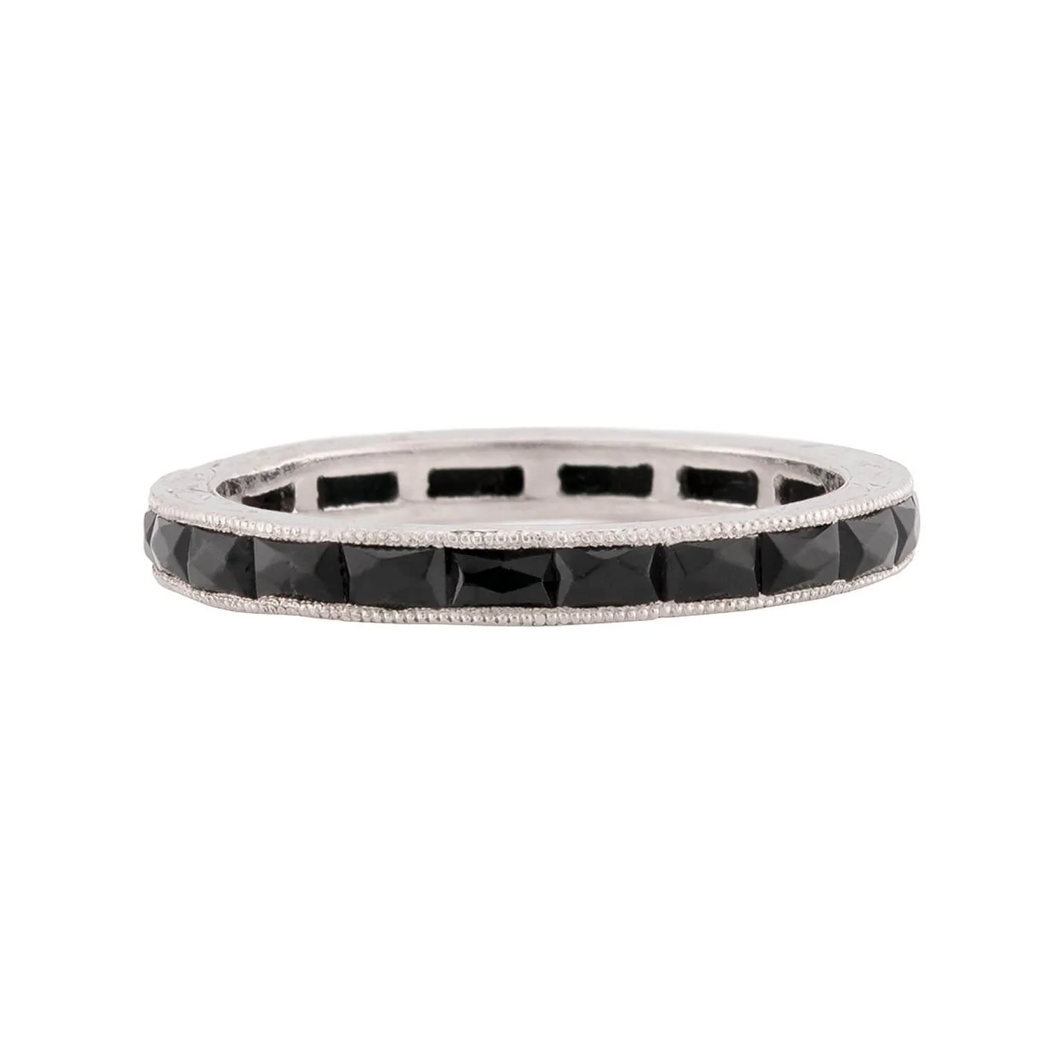 Art Deco Platinum Onyx Eternity Band - Image 2