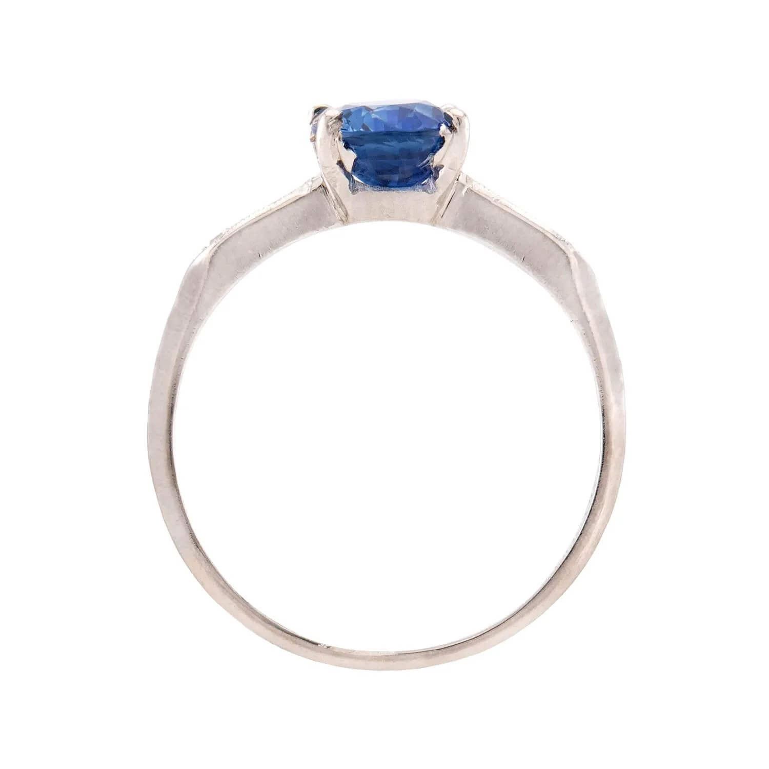 Art Deco Platinum Sapphire & Diamond Ring - Image 4