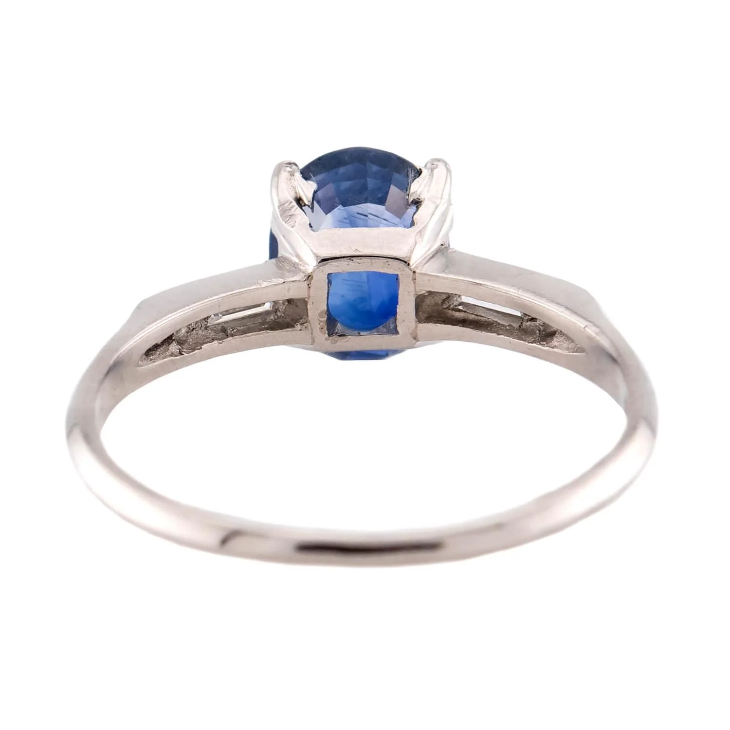 Art Deco Platinum Sapphire & Diamond Ring - Image 5