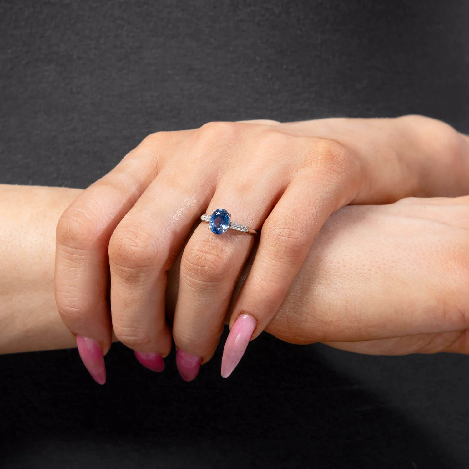 Art Deco Platinum Sapphire & Diamond Ring - Image 7