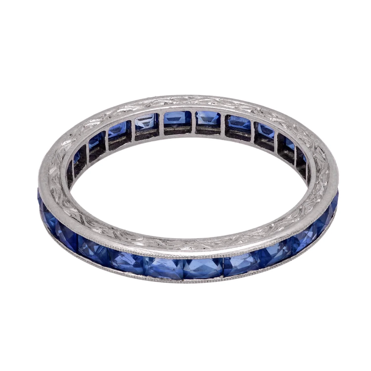 Art Deco French Cut Sapphire 2ctw+ Eternity Band - Image 2