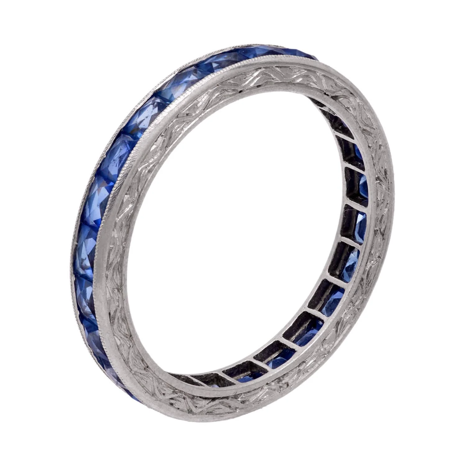 Art Deco French Cut Sapphire 2ctw+ Eternity Band - Image 3