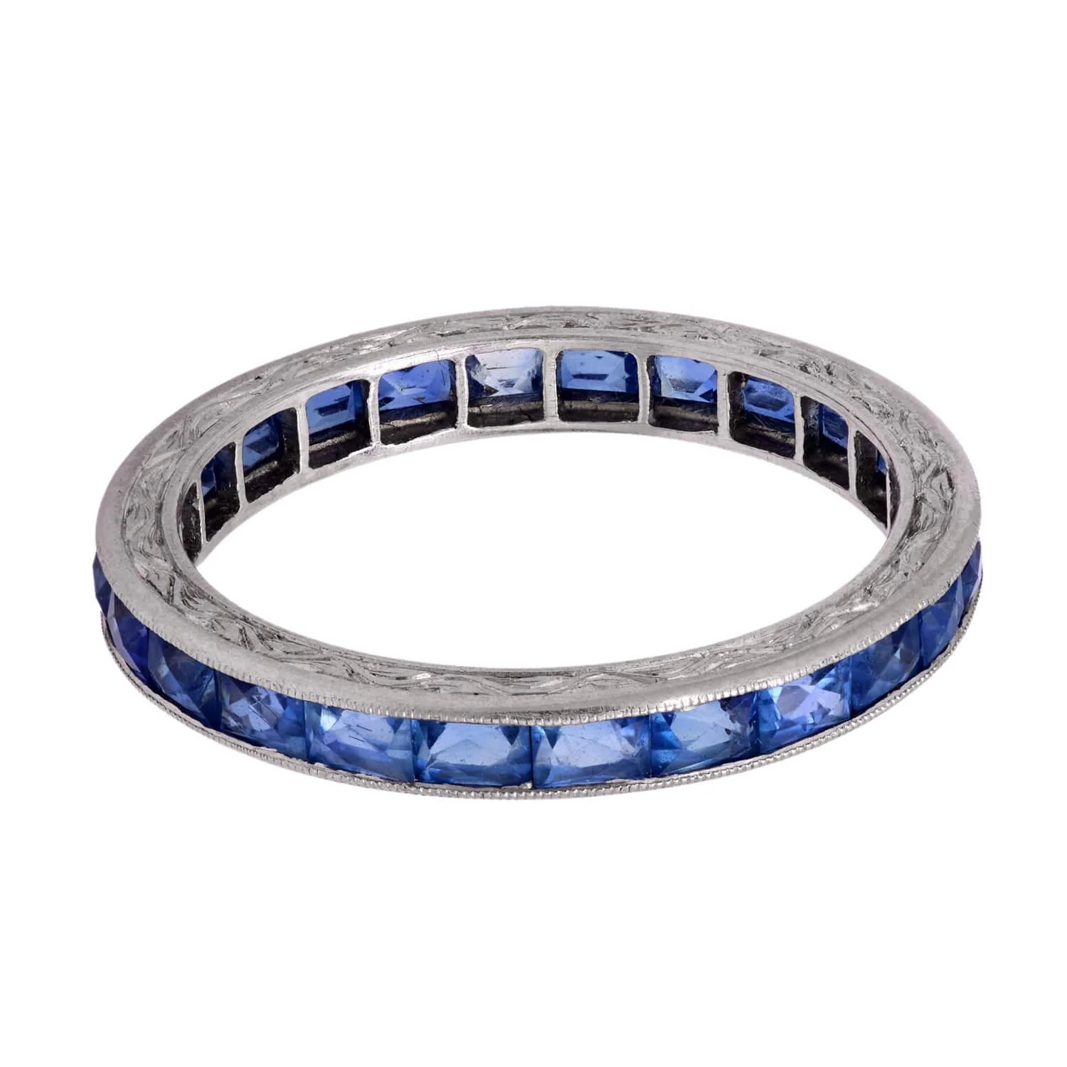 Art Deco French Cut Sapphire 2ctw+ Eternity Band - Image 4