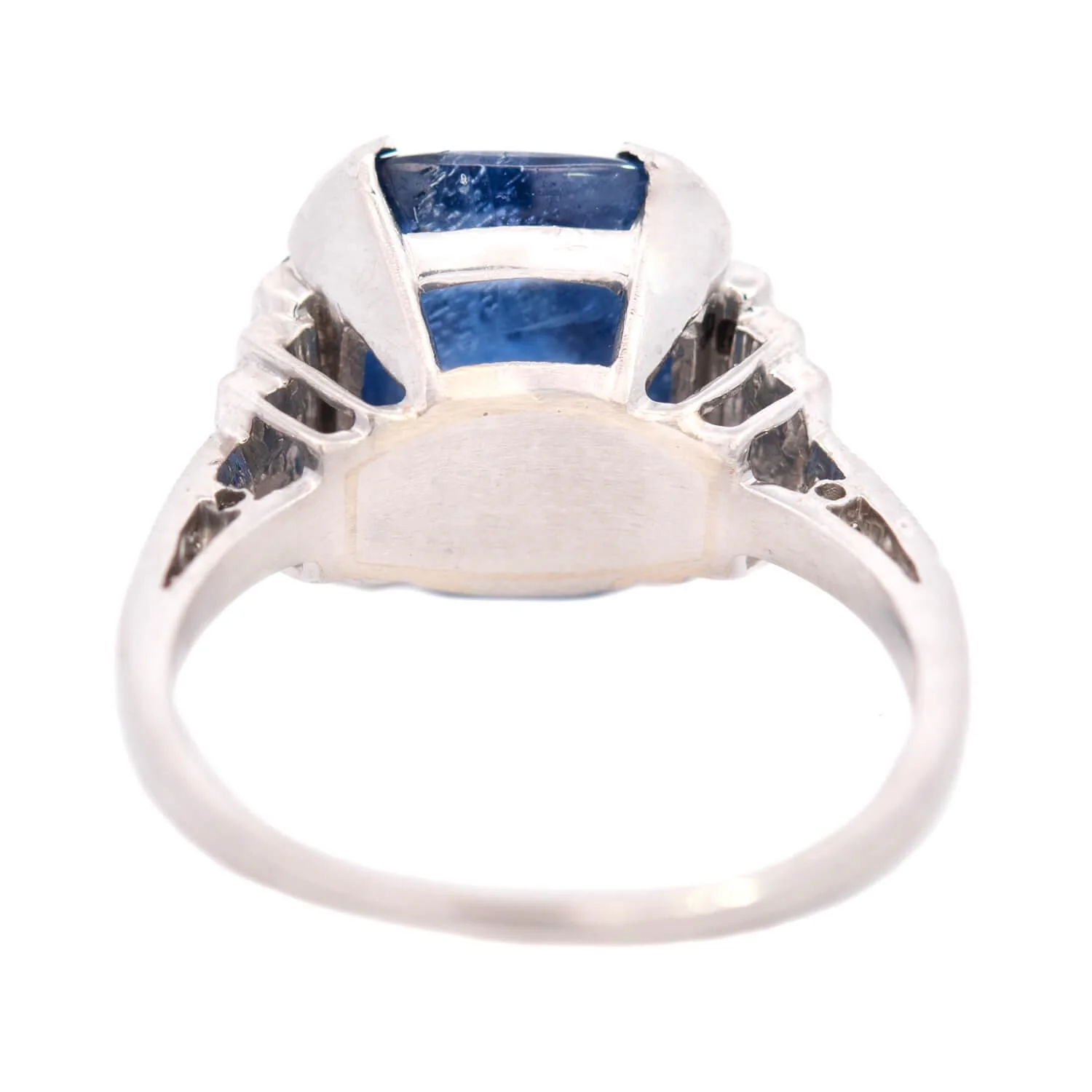 Art Deco Platinum Sapphire Sugarloaf Engagement Ring 9.25ctw - Image 5