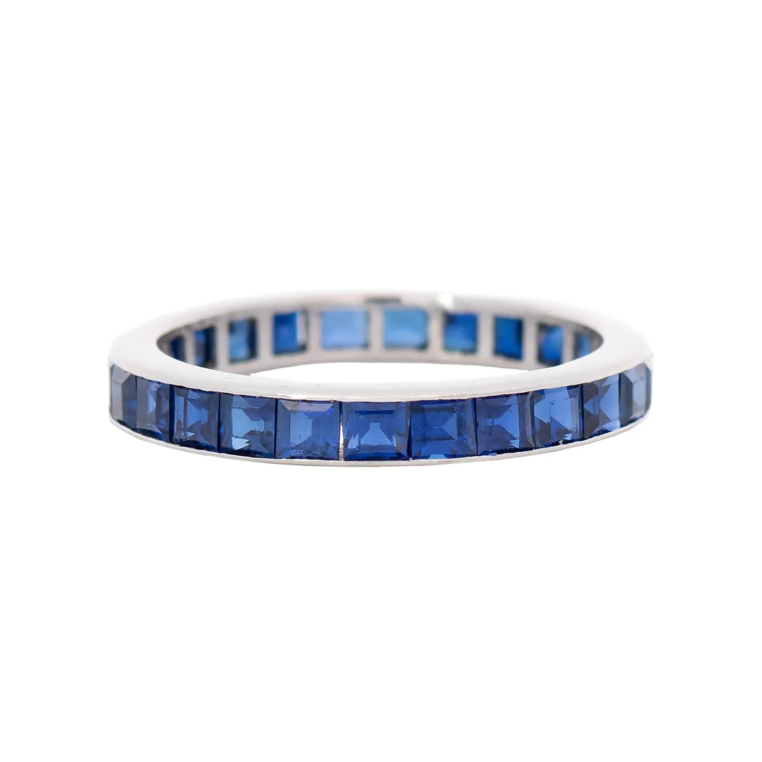 Art Deco Platinum Square Cut Sapphire Eternity Band - Image 3