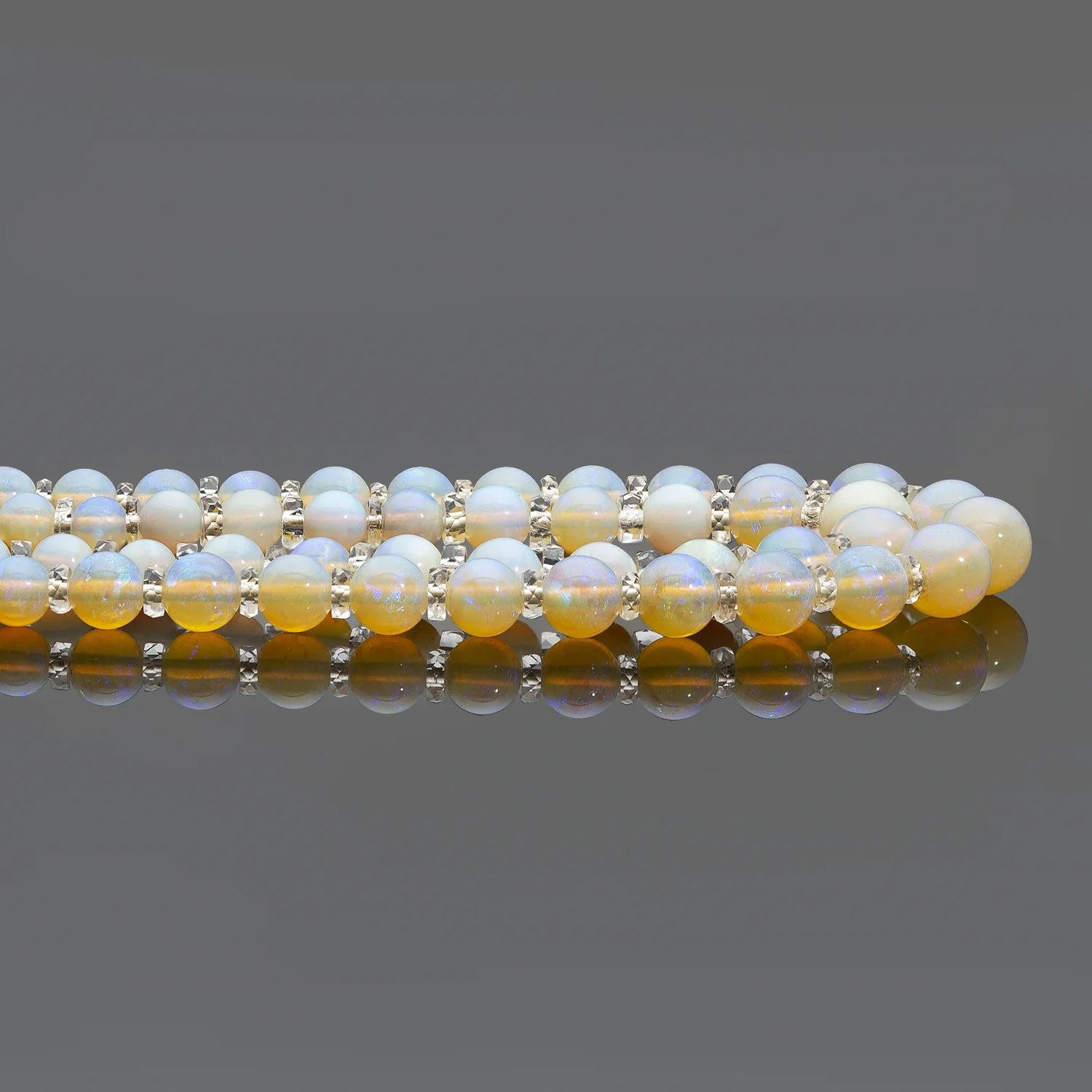 Art Deco Platinum Two Strand Graduated Opal Necklace - Image 3