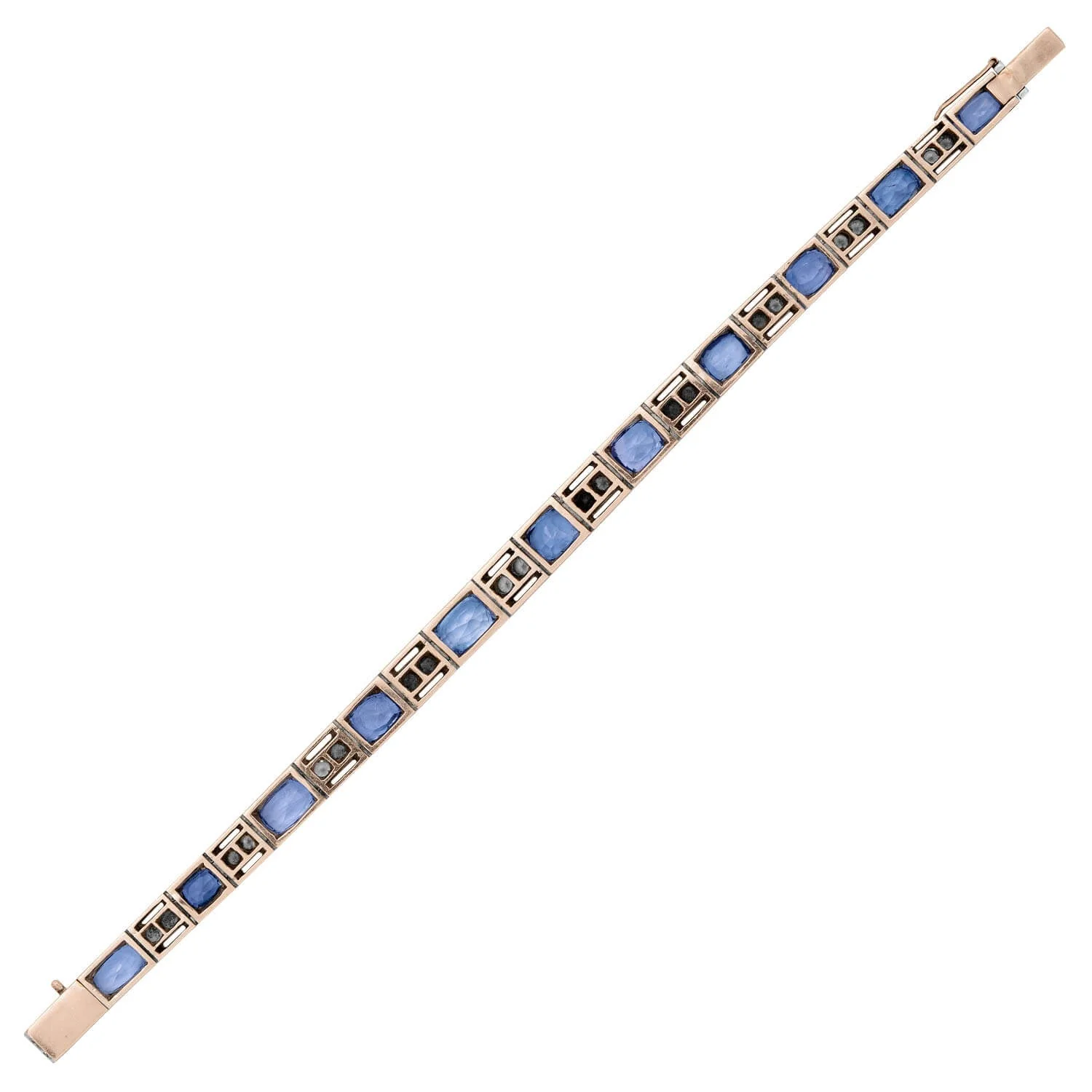 Art Deco Sterling GIA No Heat Ceylon Sapphire Line Bracelet 14CTW - Image 5