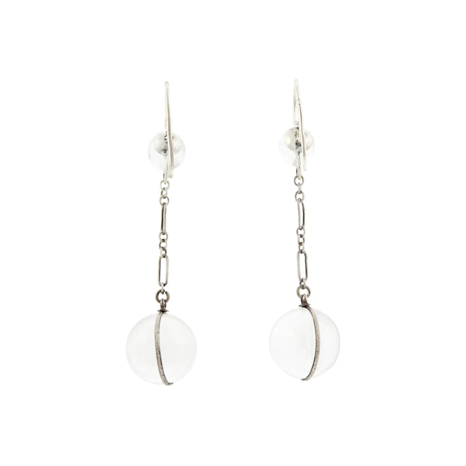 Art Deco Sterling "Pools of Light" Rock Quartz Earrings - Image 3