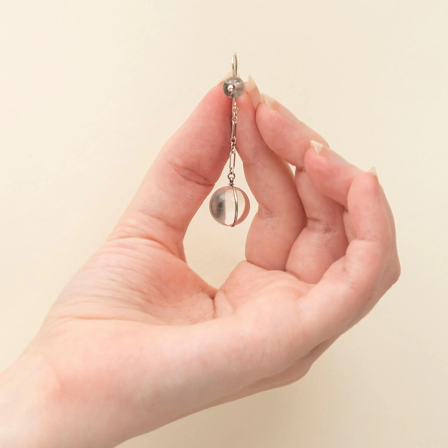 Art Deco Sterling "Pools of Light" Rock Quartz Earrings - Image 4