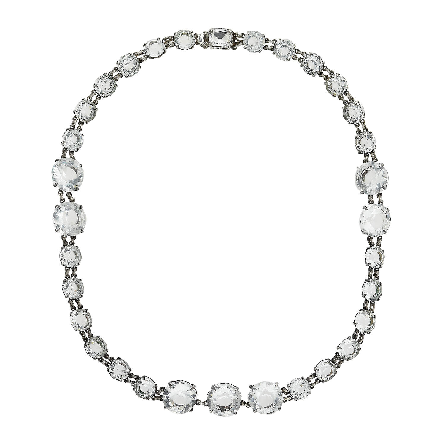 Art Deco Sterling + Rock Quartz Crystal Necklace - Image 2