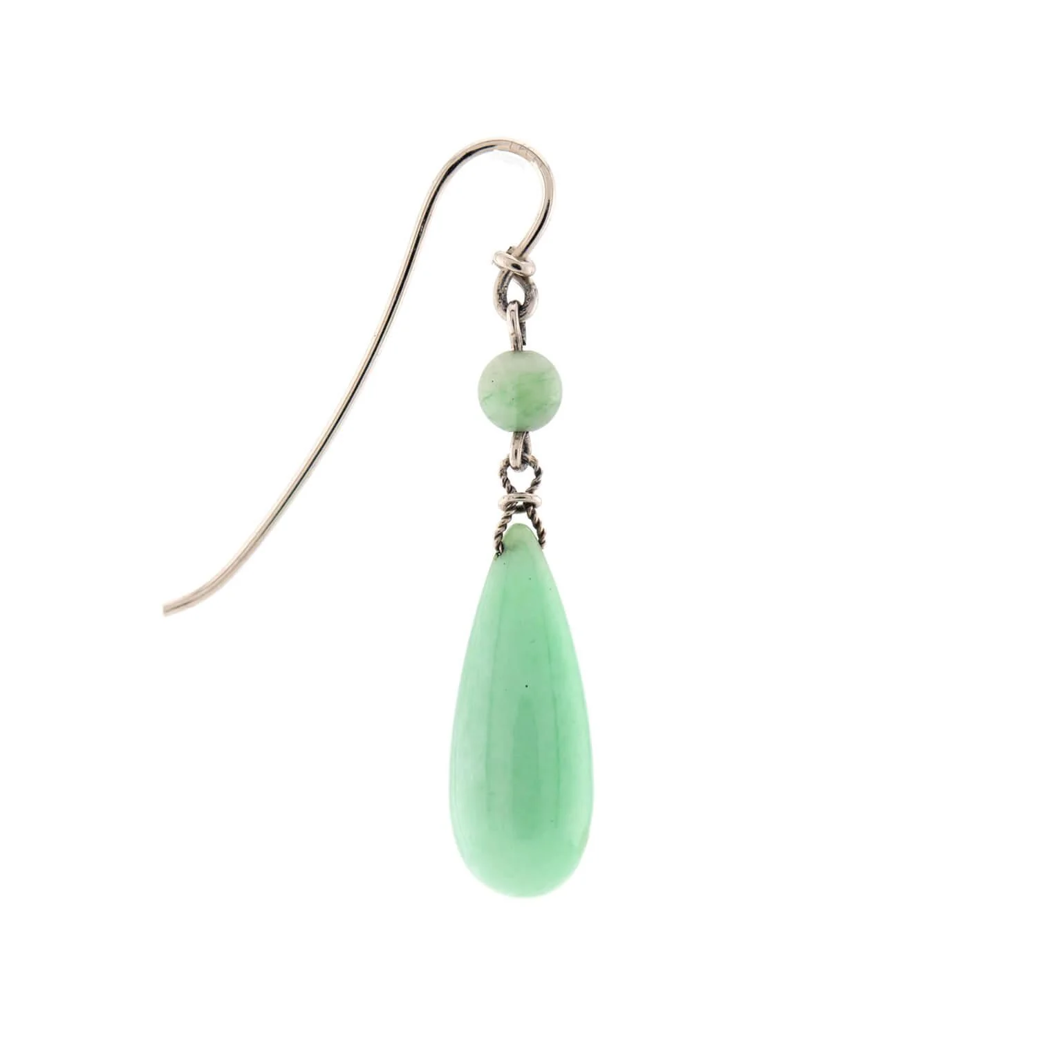 Art Deco Sterling Silver Jade Drop Earrings - Image 2