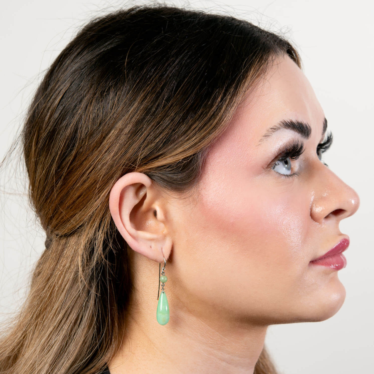 Art Deco Sterling Silver Jade Drop Earrings - Image 4