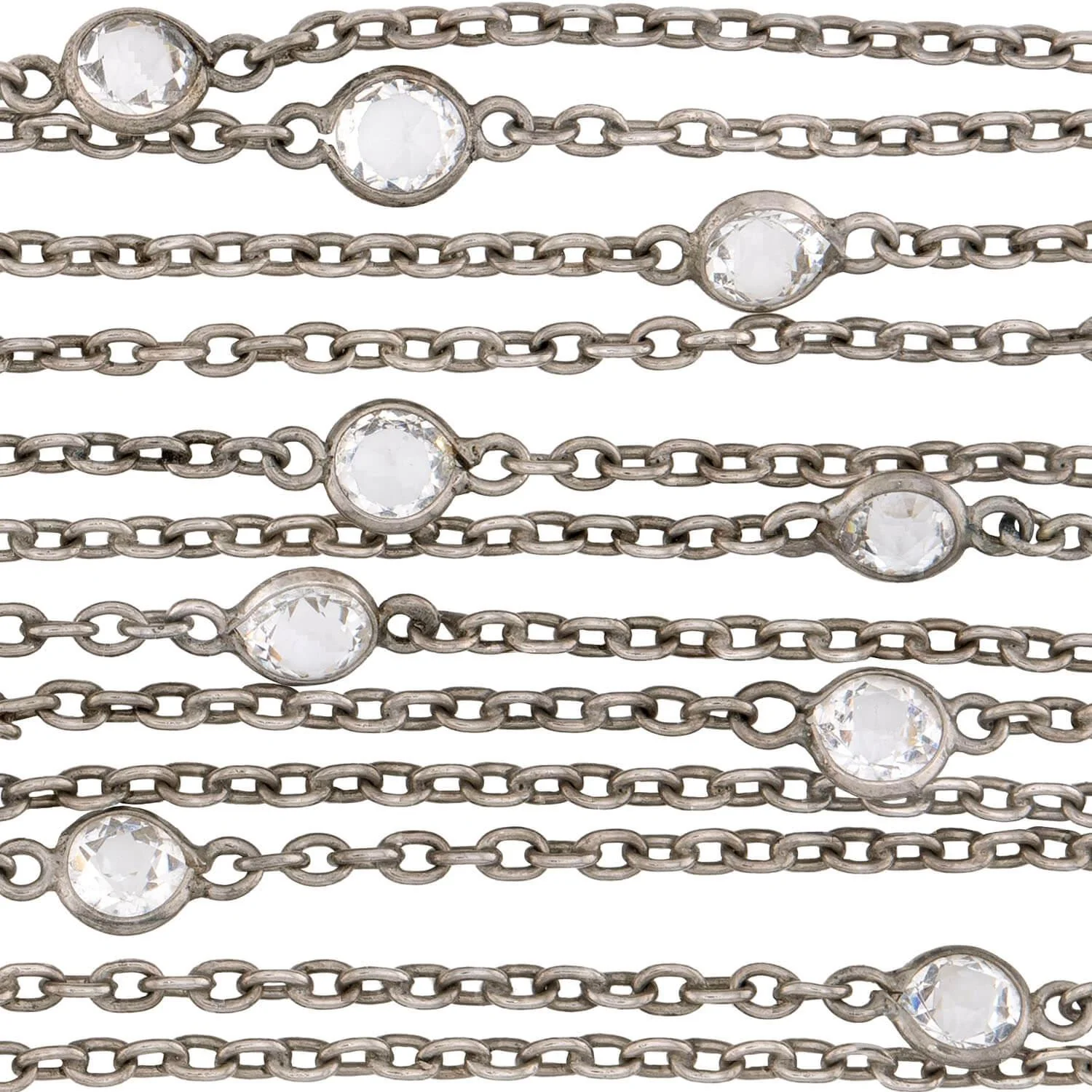 Art Deco Sterling Silver Rock Quartz Crystal "Diamonds-by-the-Yard" Necklace - Image 3