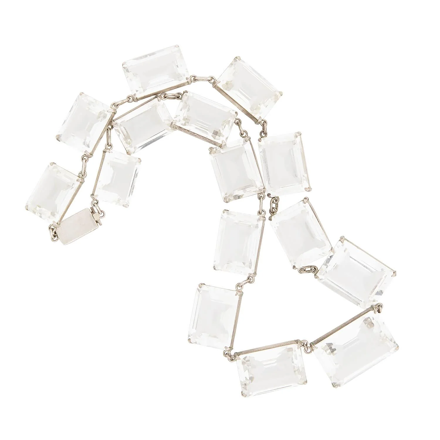 Art Deco Sterling Silver Rock Quartz Crystal Necklace - Image 2