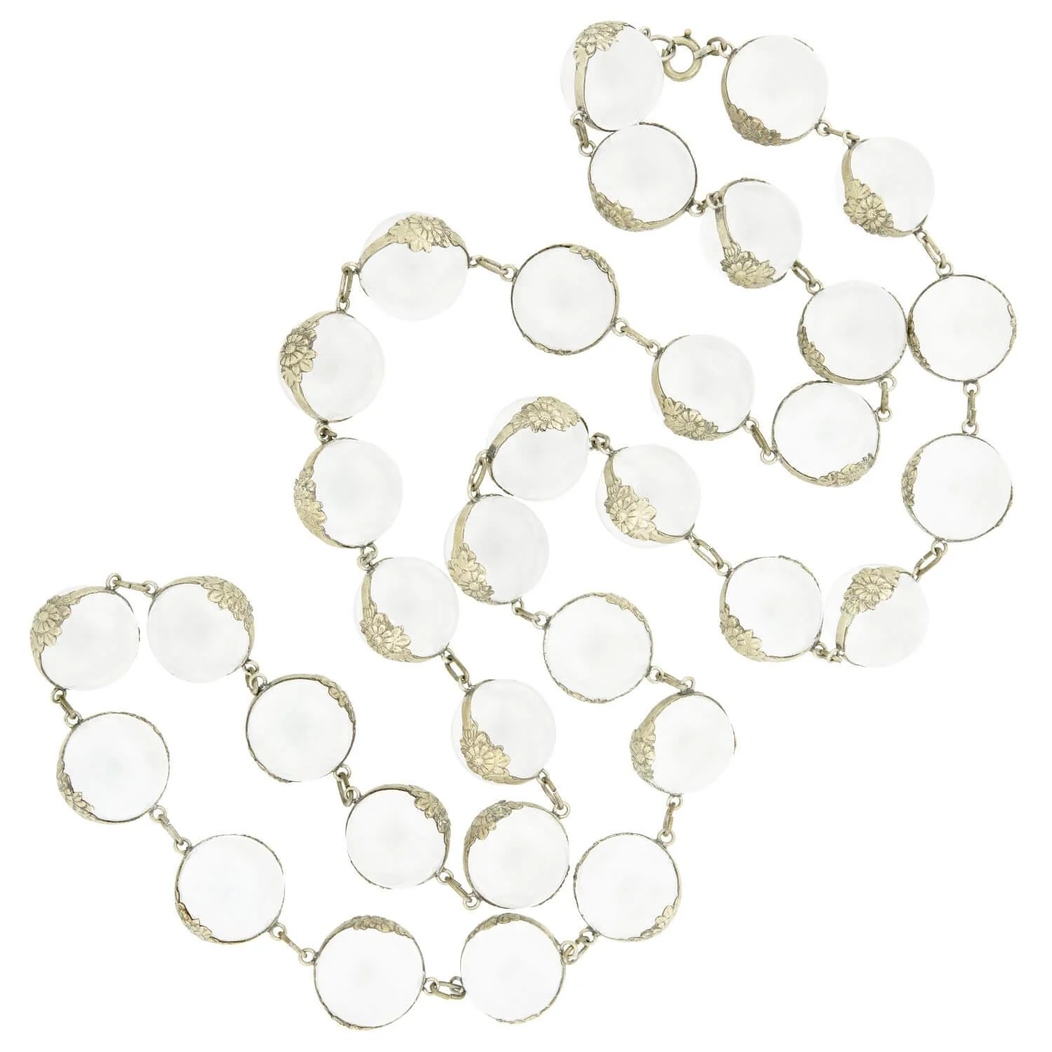 Art Deco Sterling Silver Rock Quartz Crystal Pools of Light Set - Image 3